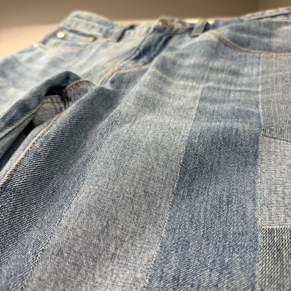 Tribal Jeans Womens 2 Audrey Mid Rise Straight Color Block‎ Denim Soft Crop Y2K - Picture 10 of 15